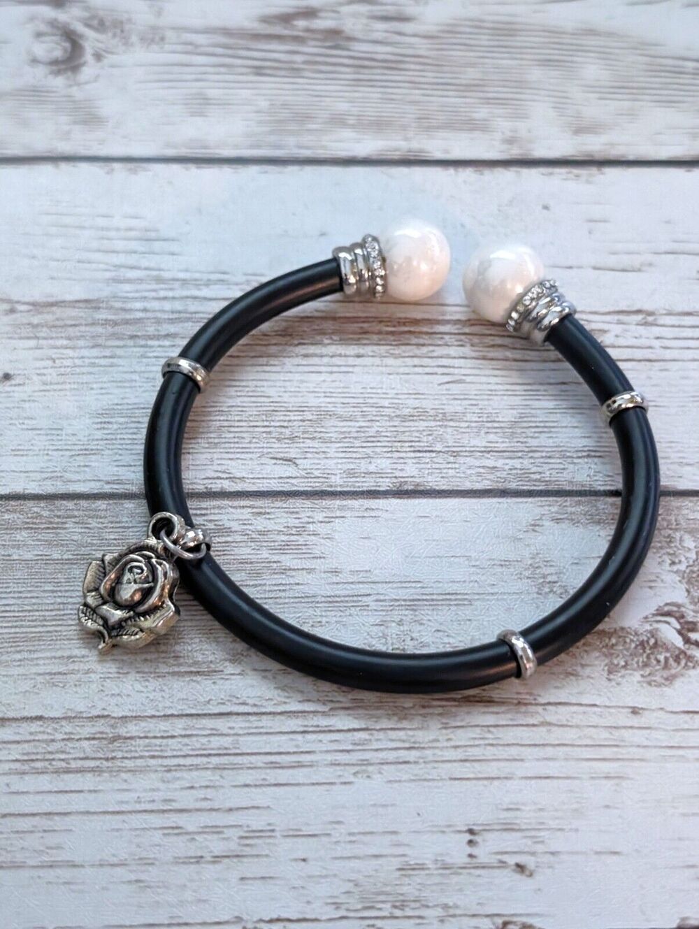 Vintage Bracelet - Unusual Double Sided Charm Rose and ??